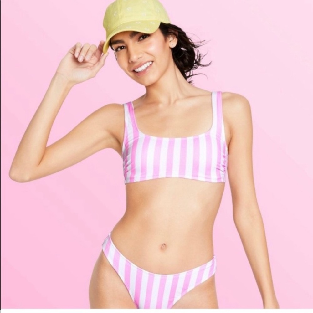 Stoney Clover Lane Pink Striped Bikini scoop Bottoms wear